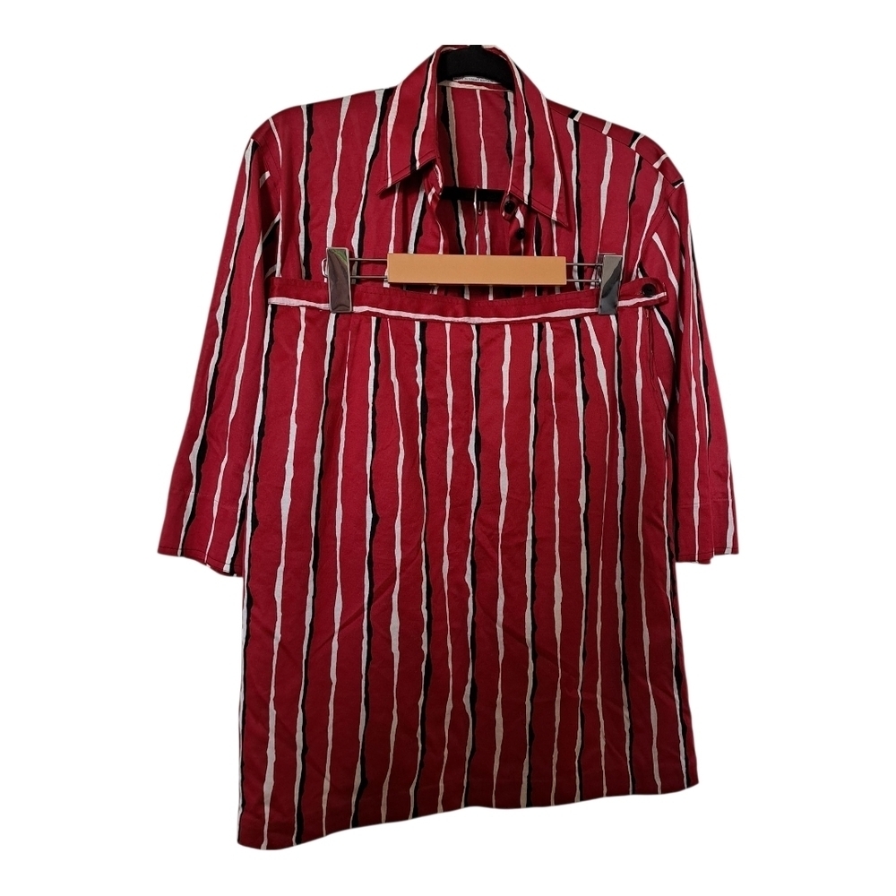 Vintage 70s 80s Jaeger London Red Striped Shirt & Skirt Set  S/M